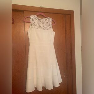 WHBM White House black market A-line ivory/white dress with lace. Size 2, NWT